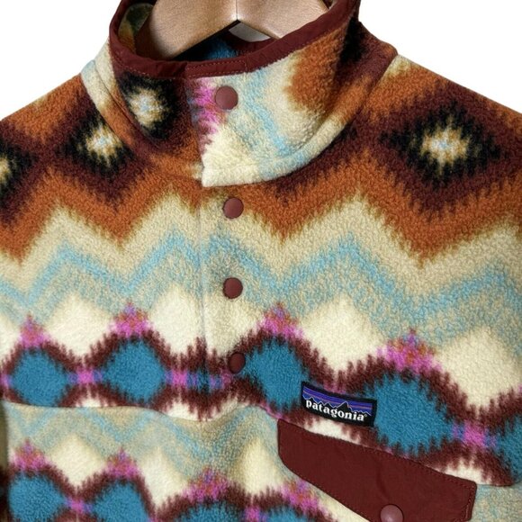 PATAGONIA Synchilla Snap-T Pullover Fleece Timber Twist Aztec Print Women M Snap - Picture 4 of 8